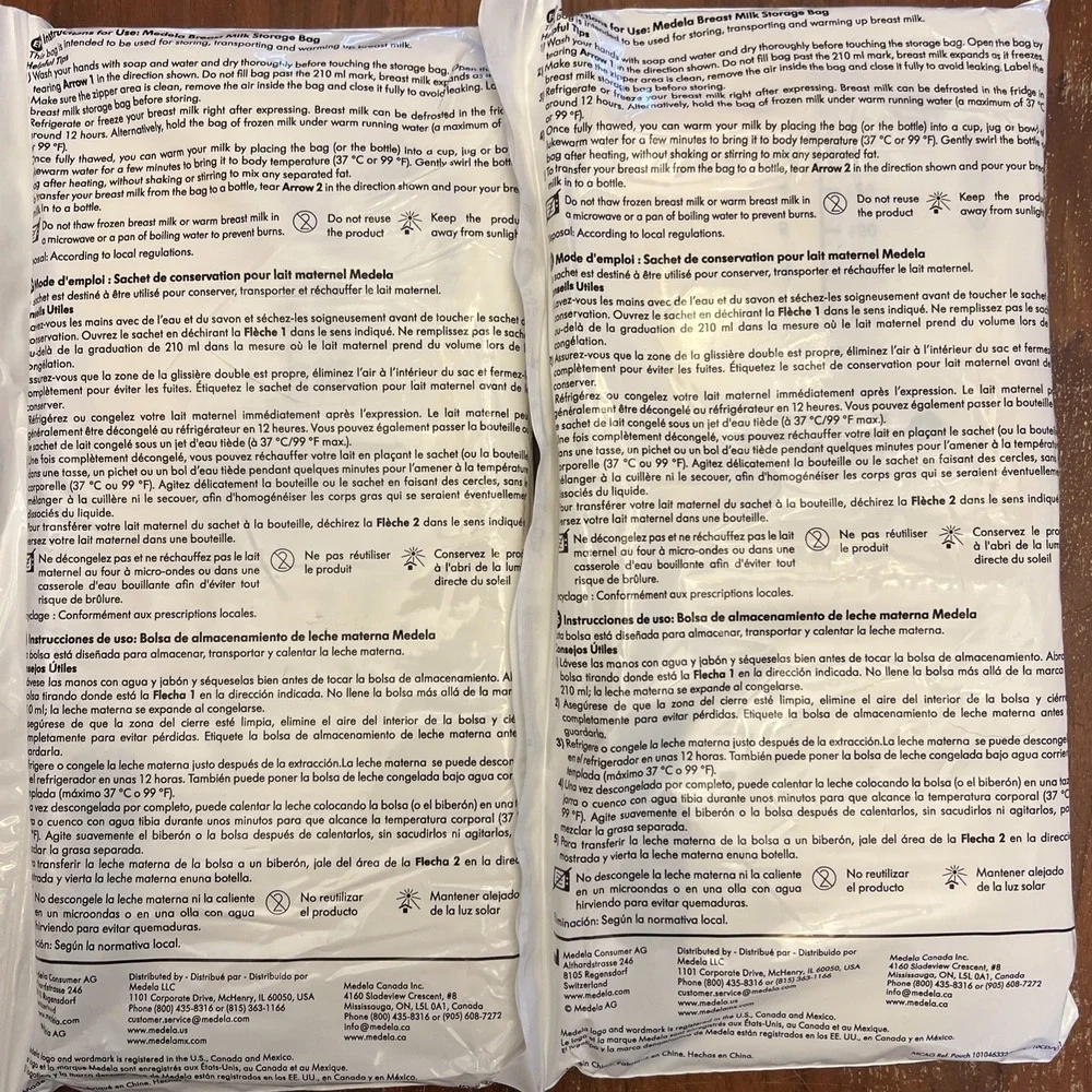 Medela Breastmilk Storage Bags 7oz 50 Count Total of 100 Bags. Brand lot of 2